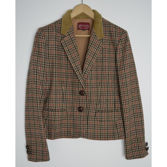 Vintage Jackets & Blazers - Vintage Sasson Single Breasted Wool Houndstooth Blazer 8